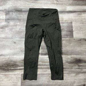 Lululemon Athletic Fast & Free Crop Yoga Pants II Dark Olive Women’s Sz 4